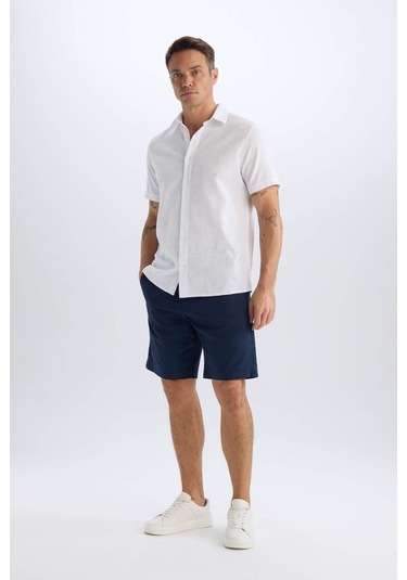 Defacto %100 Pamuk Regular Fit Gabardin Bermuda Şort C7684ax25spnv135 Lacivert