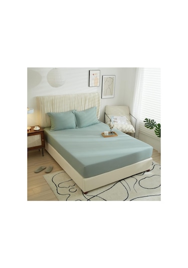 Lastikli Pamuklu Ranforce Dokuma Kumaş Çarşaf Adaçayı