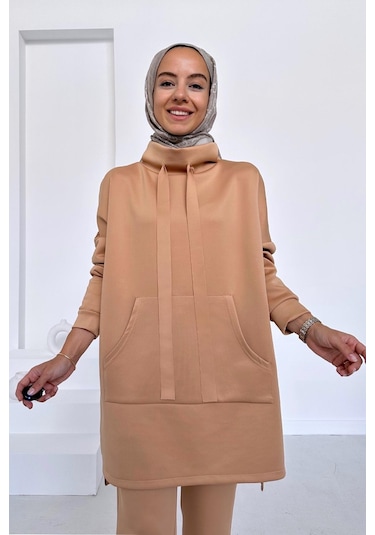 Kahijab Kanguru Cep Scuba Takım - Camel