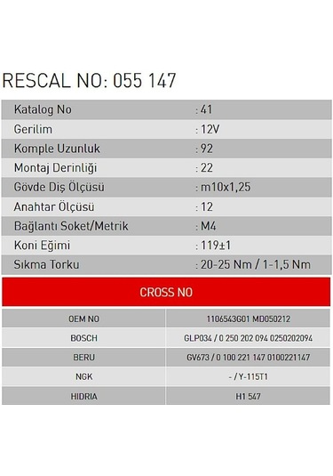 Isıtma Bujisi - Mitsubishi - Et055147