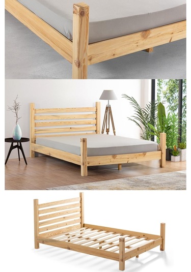 Elegans İthal Çam Masif Ahşap Karyola Naturel 100 200