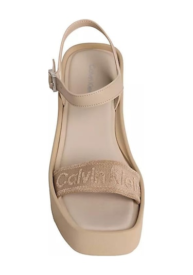 Calvin Klein Kadın Kalın Dolgu Topuk Kalın Tek Kalın Bantlı Bej Sandalet-14718 Calvin Klein Kadın Kalın Dolgu Topuk Kalın Tek Kalın Bantlı Bej Sandalet-14718