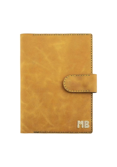 A5 Defter Ve Ajanda Kılıfı - %100 Rainbow Deri - Ko10001 - Hardal Sarısı Çok Renkli