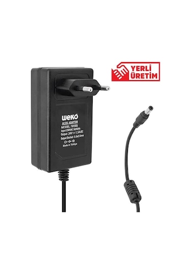 Weko 24 Volt 1.5 Amper 36 Watt Plastik Kasa Priz Tipi Adaptör 5.5x2.5 Uçlu