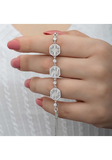 Blackcraft 925 Ayar Gümüş Baget Kadın Bileklik Bc-677e1c Renkli