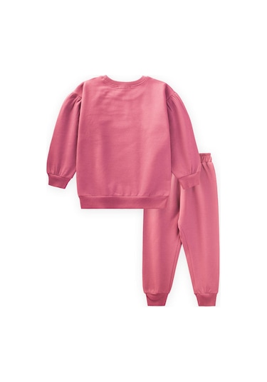 Cigit Etiket Detaylı Sweatshirt Takım 1-7 Yaş Mercan Mercan