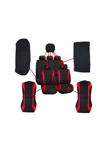 Novahub 9 Adet Dört Mevsim Evrensel Koltuk Örtüsü Araba Kürk Kapakları Mavi Renkli Seti, Evrensel Yastık Minderi Diğer