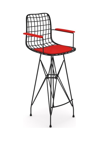 Knsz kafes tel bar sandalyesi 1 li zengin syhkrm kolçaklı 75 cm oturma yüksekliği ofis cafe bahçe mutfak