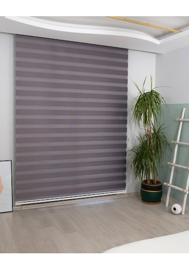 İncilifehome İcl510 Düz Kumaş Zebra Stor Perde Antrasit Alüminyum Kasalı Antrasit