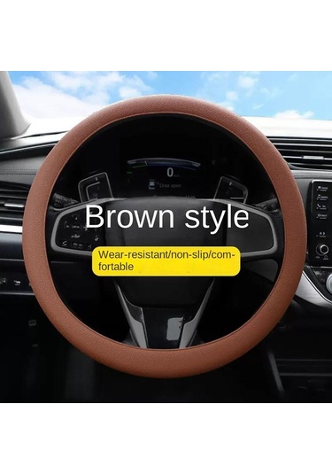 Çok Renkli Direksiyon Kılıfı Silikon Araba Elastik Eldiven Kılıfı Trend Araba Kılıfı Evrensel Kahverengi