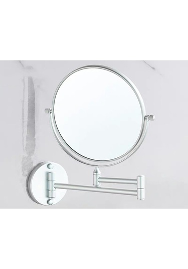 Suntek Yuvarlak Çift Taraflı 3X Büyüteçli Duvara Monte Makyaj Aynası Gümüş
