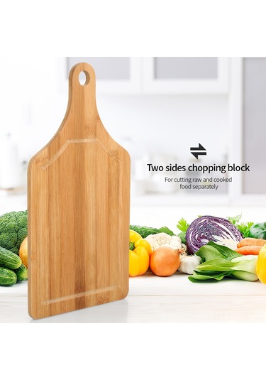 Leezsing Kare Moso Bambu Kesme Tahtası - Meyve, Pizza, Sebze İçin Tam Bambu Tasarım - 33x18x0.9cm Shape 1 Diğer