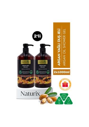 Argan Yağlı Duş Jeli 2'li Eko Paket - Nemlendirici, Besleyici Ve Işıltı Veren Duş Jeli 2x1000ml Argan Yağı