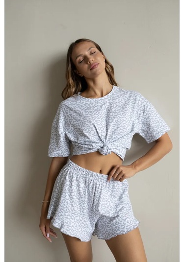 Lunnıca Paçalı Ve Tişörtlü Oversize Pamuklu Kadın Pijaması 246641685 Beyaz