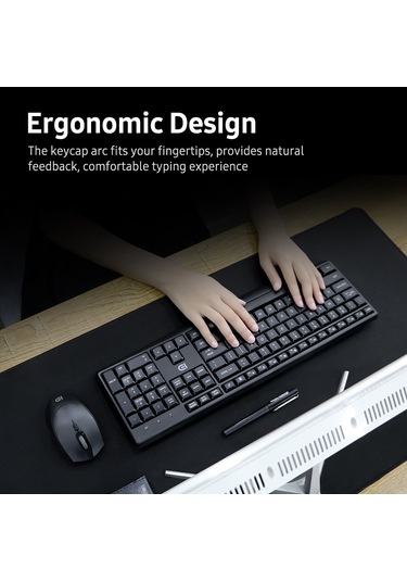 Kangvka Fude Ek785 Kablosuz Klavye-fare Seti 2.4g 15m Menzil 106 Tuş 3 Seviye Dpı Ev & Ofis Windows/mac Uyumlu Siyah Pil Yok Diğer