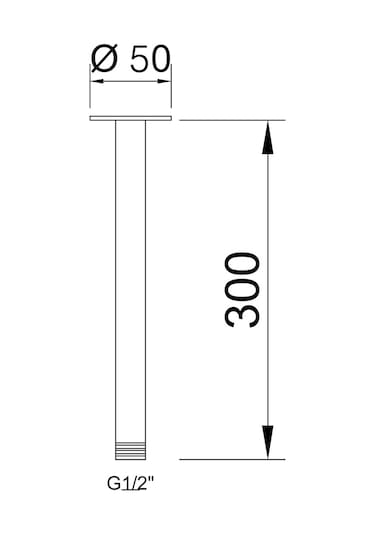 Fause Ankastre Duş Başlığı Borusu Oval Tavandan Siyah Kdb101-b Siyah