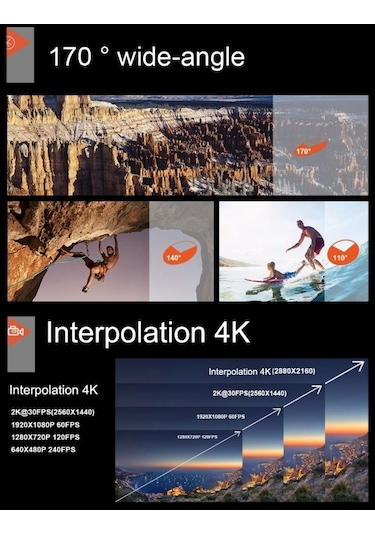 F60 2.0 İnç Ekran 170 Derece Geniş Açılı Wifi Sport Action Camera Kamera Kamerası, Su Geçirmez Konut Kılıfı, Destek 64gb Mikro Sd Kartı Macera Çok Renkli