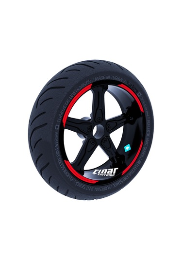 Double Stripe Tasarımlı Reflektif Kırmızı Jant Şeridi Sticker Çınar Extreme