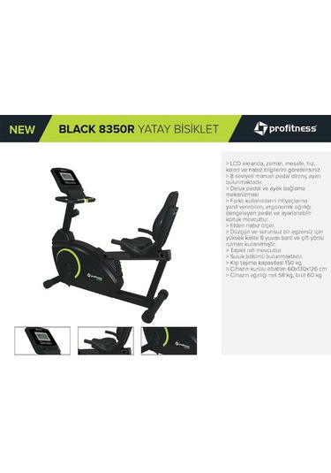 Profitness 8350R Yatay Kondisyon Bisikleti Black Collection