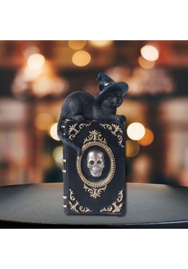 Trendooze Cadı Kedi Heykeli - Kitaplık & Masa Üstü, Minik Ve Şirin, 11cmx6,5cmx21,8cm 11cmx6,5cmx21,8cm