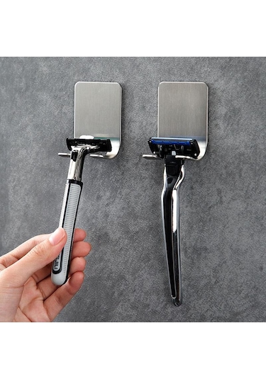 Gümüş Duvar Jilet Tutucu Depolama Kanca Paslanmaz Çelik Erkek Tıraş Makinesi Depolama Rafı 1pc Gümüş