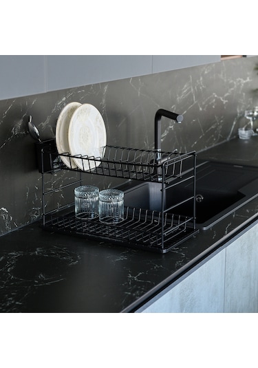 Zensan İki Katlı Modüler Tabaklık Pe Kaplama 50 CM Siyah