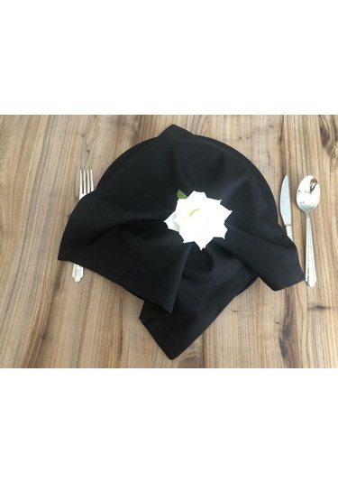 Siyah Kumaş Peçete 6 Adet 40x40cm Çok Renkli