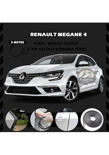 Renault Megane 4 Oto Araç Kapı Koruma Fitili 5metre Parlak Siyah Renk