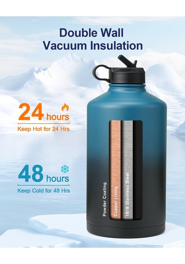 Paracord Saplı Yalıtımlı Su Şişesi 128oz, Indigo Black Indigo Black 128 Ons Altın - Siyah