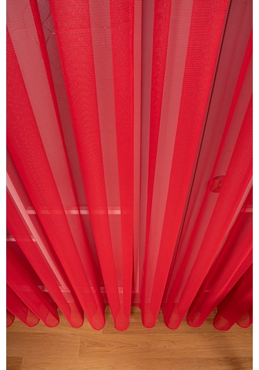 Kırmızı Grek Tül Perde Petek Zemin