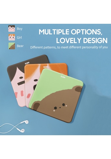 Skycity Bubm Silikon Dolgulu Kalın Kumaş Fare Padı - Kaymaz Altlık, Yumuşak Dokunmatik, Renkli Kartoon Desenli Ayı