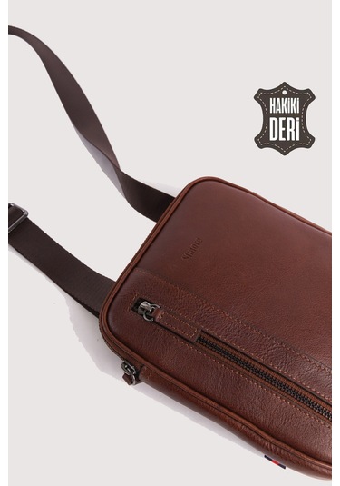 Hakiki Deri Erkek Postacı Çantası Taba Smr9250 Taba