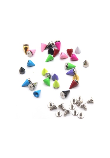 Black 10 Takım 7 10mm Mermi Koni Renkli Çıtçıt Ve Sivri Giysiler Için Dıy El Sanatları Konfeksiyon Perçinler Deri Çanta Ayakkabı Siyah