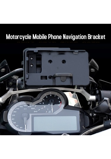 Wezone Bmw R1200gs Lc/adventure, S1000xr, R1200rs İçin 12mm Roll Bar Usb Kablolu Abs Telefon Navigasyon Tutucusu Siyah