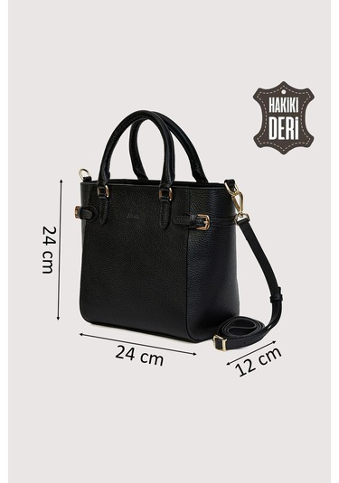 Hakiki Deri Kadın El Çantası Siyah Smr7922 Siyah