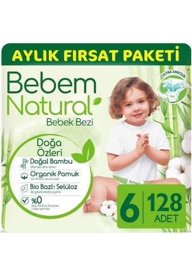Bebem Natural Bebek Bezi Ultra Fırsat Paketi Extra Large 128 Adet