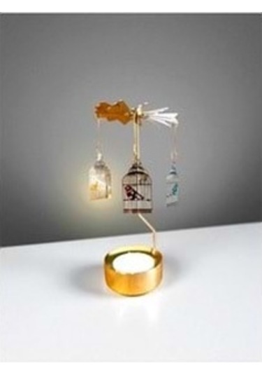 Isı İle Dönen Mumluk Bülbül Altın Kafeste Modeli, Dekoratif