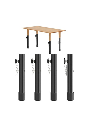 4 Adet / Set Masa Ayağı Genişletici Tezgah Yükseklik Arttırıcı, Uzunluk: 20cm Siyah Siyah