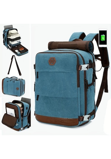 Xuweiwei Blue 40l Flight Approved Laptop Sırt Çantası Usb Şarj Portu Ayakkabı Bölmeli 17 Inç Laptop "value":"mavi"
