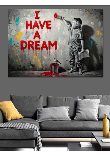 I Have A Dream Yazısı Ve Çocuk Dekoratif Kanvas - Mdf Ahşap Tablo