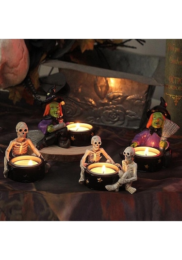 Suntek Cadılar Bayramı Mumluk Pratik 8,8-cm-x-6,6-cm-x-5,8-cm