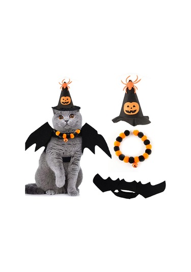 Hangfox Kedi万圣cosplay Kostüm Seti - Avrupa Stili Korkunç Sevimli Dekoratif Kıyafetler - Felt Malzeme - Tema Parti Fotoğraf Çekimleri İçin