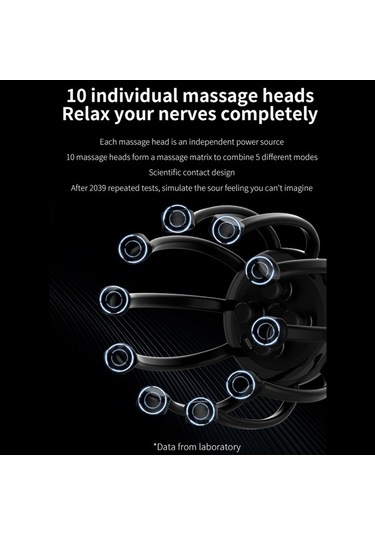 Novahub Elektrikli Saç Derisi Masaj Aleti 360 Kafa Parmak Kazıyıcı Ahtapot 10 Motorlu Eller Serbest 1100mah Şarj Edilebilir Siyah