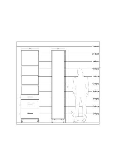 Hyperion Dolap 4 Raflı 3 Çekmeceli 60x44x243 Çam-aytaşı Çam