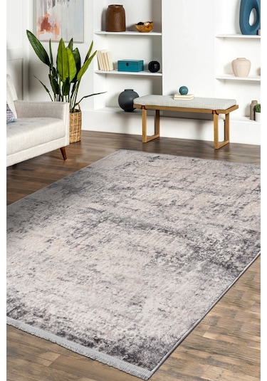 Notteo Modern Halı Yumuşak Dokulu, Dokuma Tabanlı, 7 Mm İnce Form, Dayanıklı Gri 2