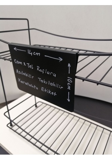 10 Adet Silinebilir Karatahta Siyah Etiket 14 x 10 CM Tel Raflar 8mm