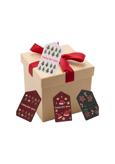 Yılbaşı Noel Şapka Temalı Hediye Etiketi, Yeniyıl Paketleme Kartı