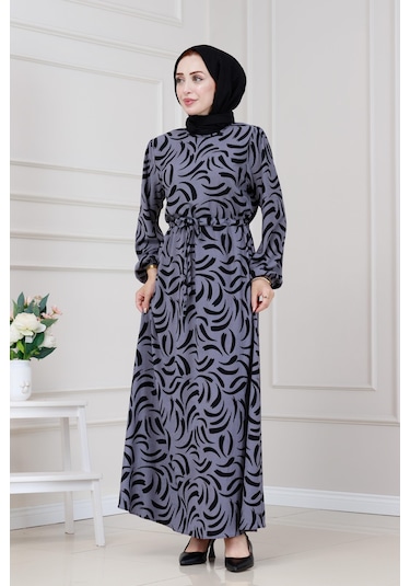 Beli Tünelli Karin Elbise-gri-5333 Gri