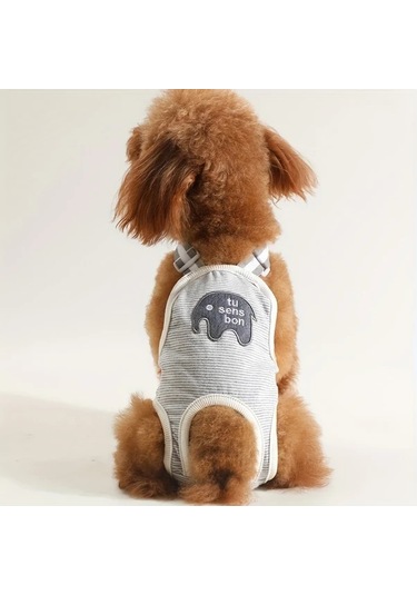 Elmpaly Gri, S Çizgili Yıkanabilir Küçük Köpek Bezi - Rahat Vücuda Oturan Mevsimlik Polyester Külot