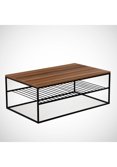 Etna Orta Sehpa Metal & Orta Masa Ceviz / Metal Ayaklı Sehpa